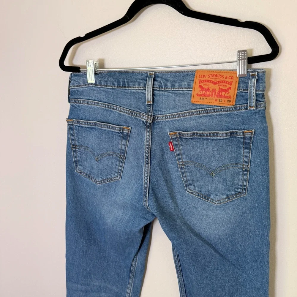 Levi's 511 Classic Slim Fit 32x29 Mens Blue Jean Medium Wash Clean Denim Casual